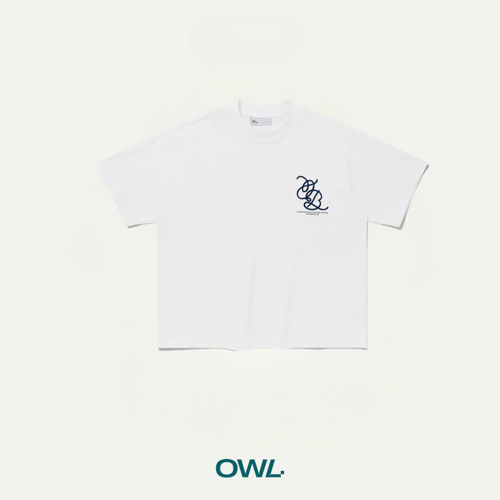 Áo thun boxy Owlbrand Logo Timeless Blues